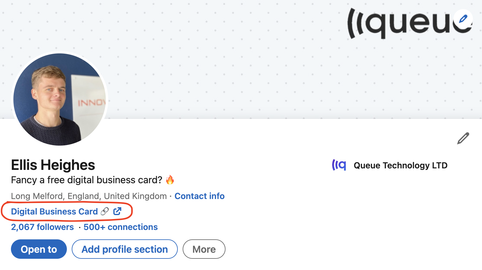 How to Add a Queue Business Card to Your LinkedIn Bio in 6 Simple Steps